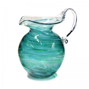 Teal Art Glass Water Jug